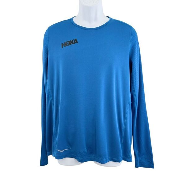 Hoka One One Pullover Tee Shirt Long Sleeve Blue Medium Running Activewear Top - Picture 1 of 12